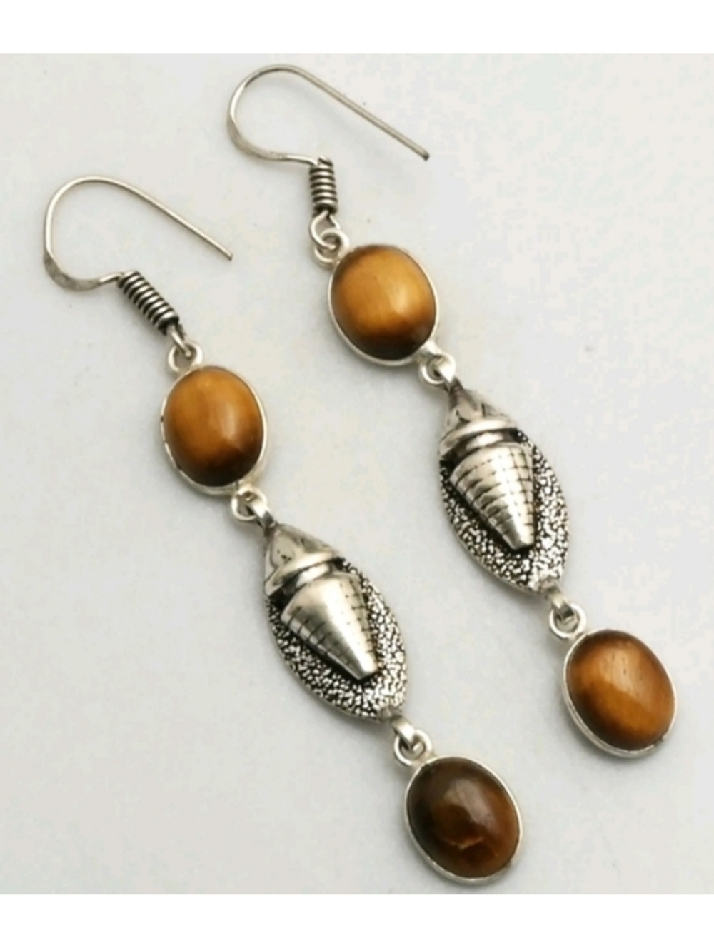 Tiger's Eye Gemstone Jewelry 925 Sterling Silver Handmade Drop Dangle Earrings